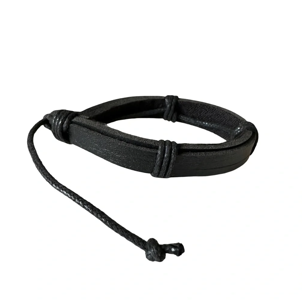 ⭐️ 5 for $25 Black Leather Adjustable Bracelet